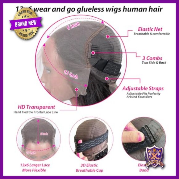 13x6 Lace Front Wig Human Hair Body Wave 250 Density Glueless HD Lace main image 5